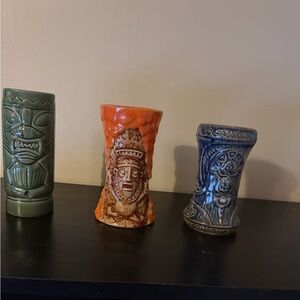 Disney Trader Sam's  3 tiki mugs blue green orange